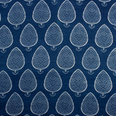 Leaf Hand Block Printed Indigo Fabric Online