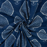 Leaf Hand Block Printed Indigo Fabric Online