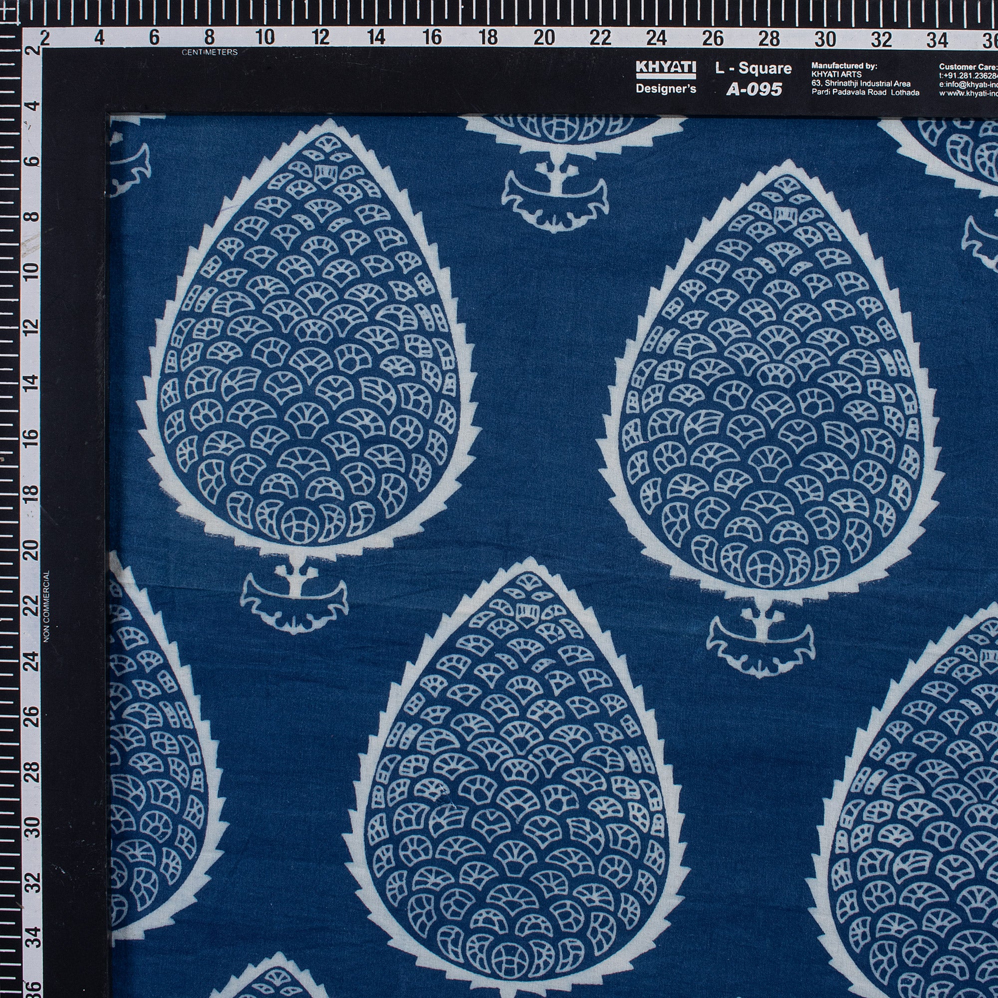 Leaf Hand Block Printed Indigo Fabric Online