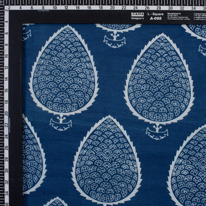 Leaf Hand Block Printed Indigo Fabric Online