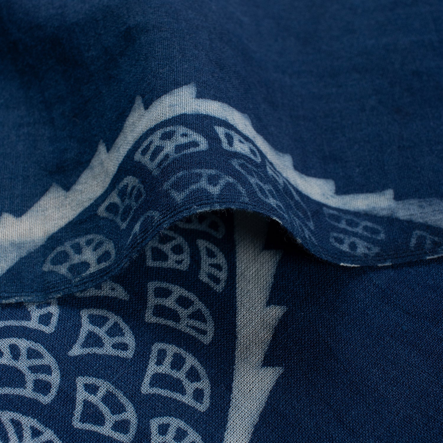 Leaf Hand Block Printed Indigo Fabric Online
