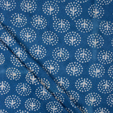 Cotton Geometric Hand Block Printed Indigo Fabric