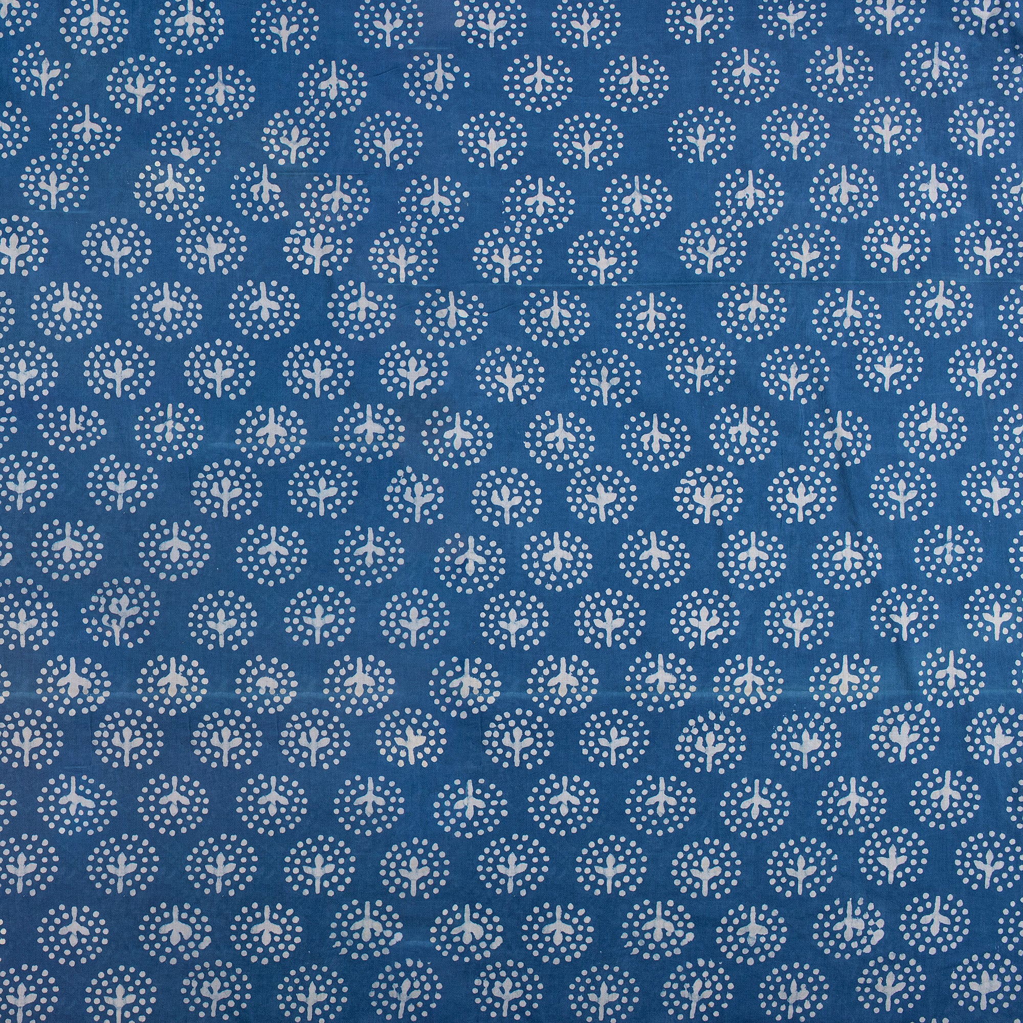 Cotton Geometric Hand Block Printed Indigo Fabric