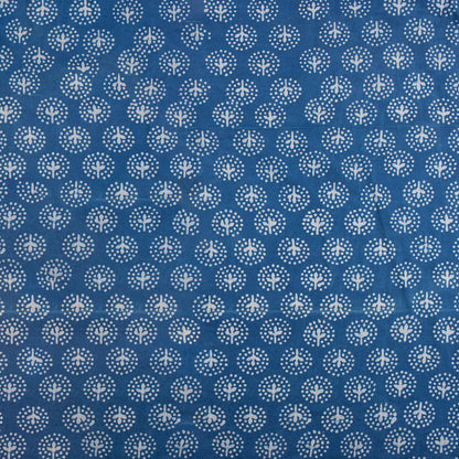 Cotton Geometric Hand Block Printed Indigo Fabric