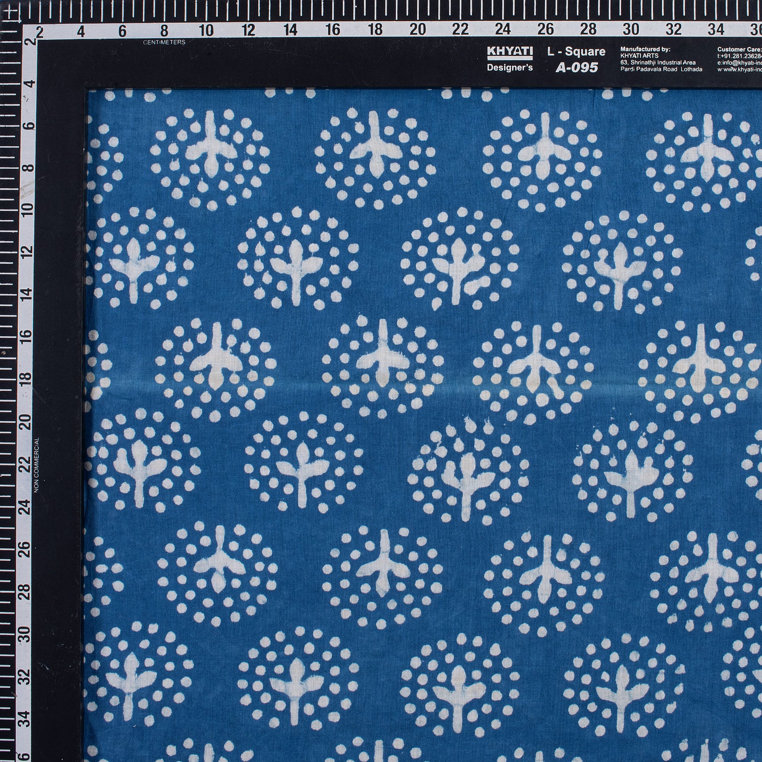Cotton Geometric Hand Block Printed Indigo Fabric