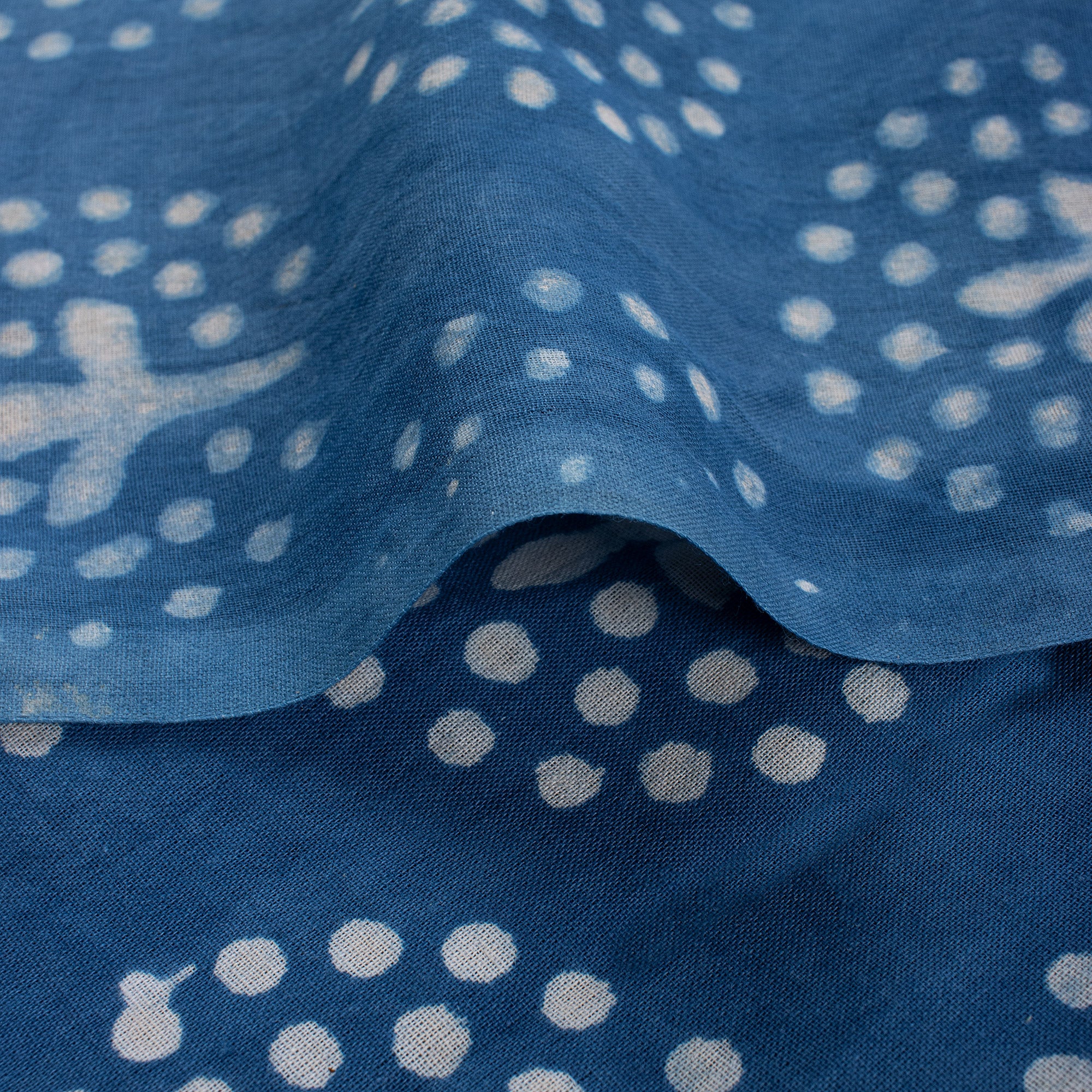 Cotton Geometric Hand Block Printed Indigo Fabric