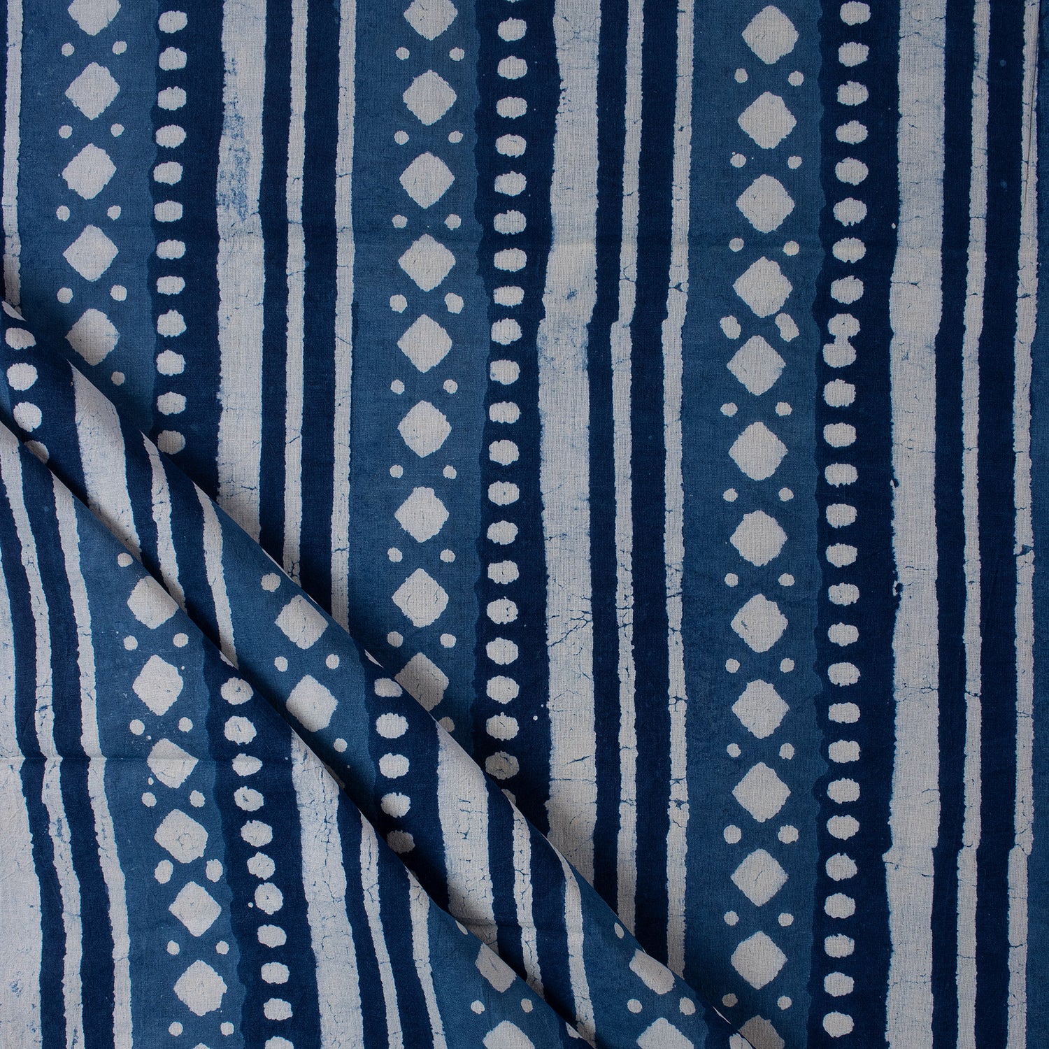 Blue Stripe Printed Indigo Cotton Fabric Online