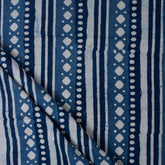 Blue Stripe Printed Indigo Cotton Fabric Online