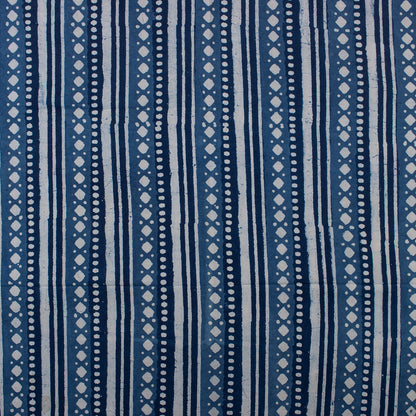 Blue Stripe Printed Indigo Cotton Fabric Online