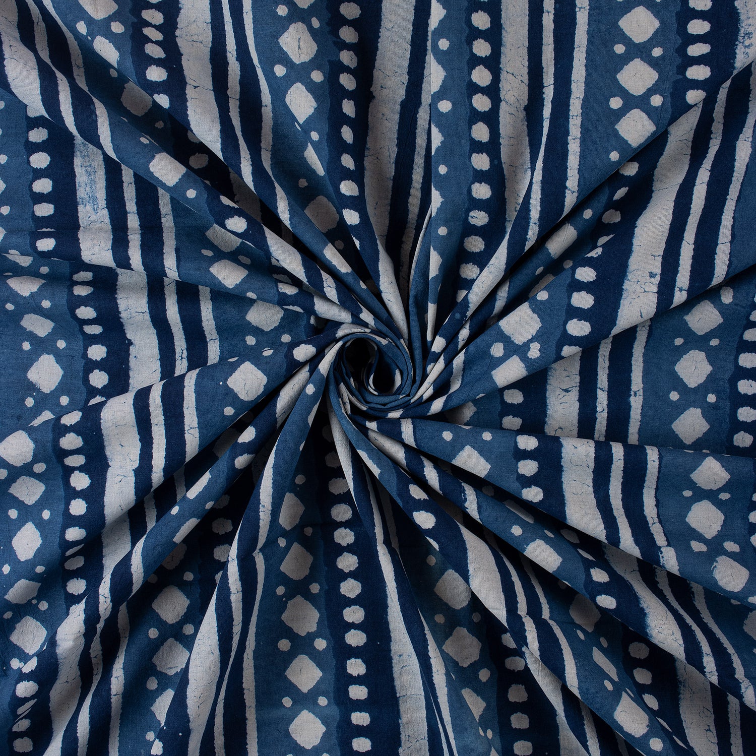 Blue Stripe Printed Indigo Cotton Fabric Online