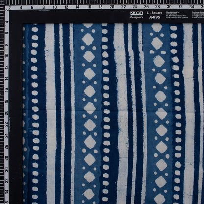 Blue Stripe Printed Indigo Cotton Fabric Online