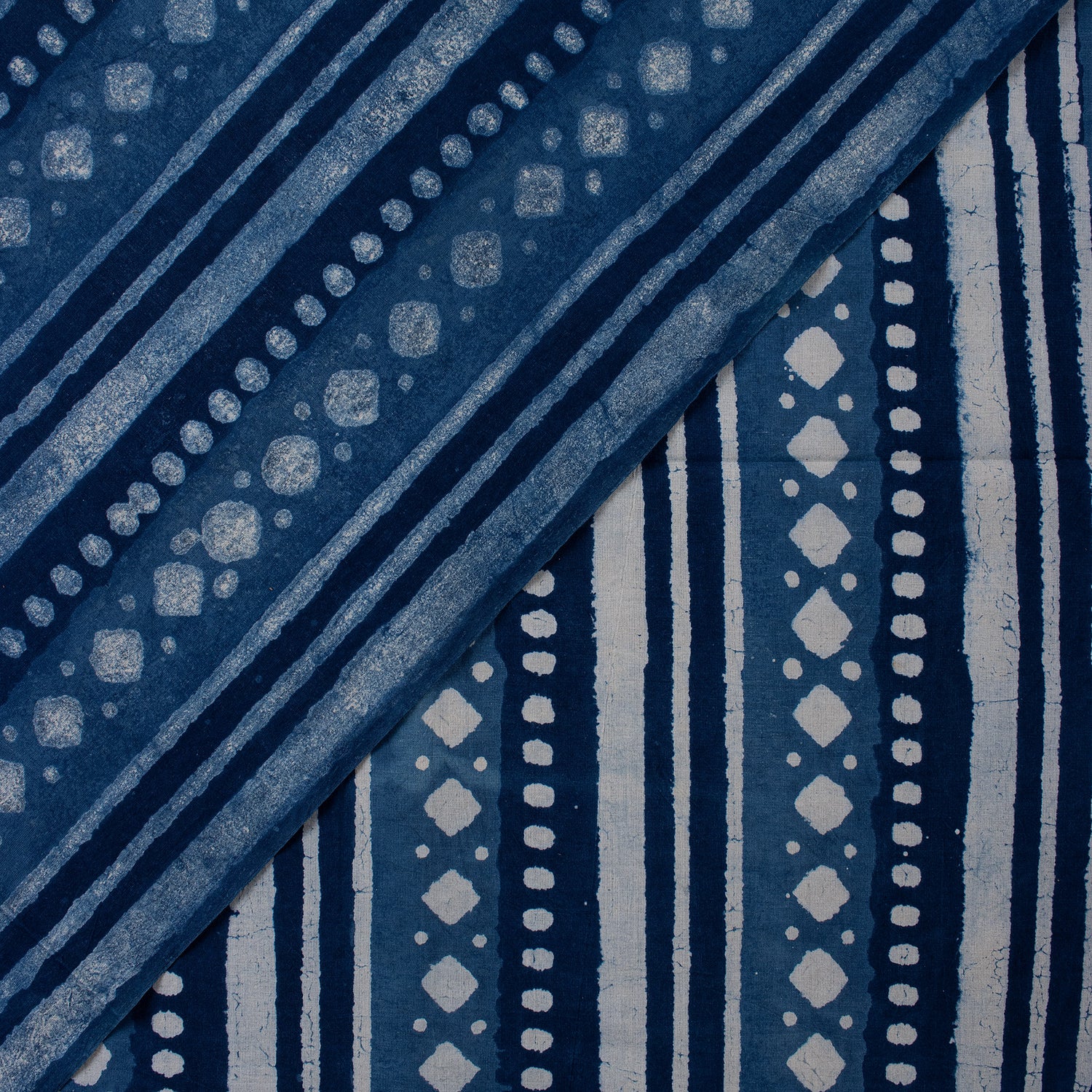 Blue Stripe Printed Indigo Cotton Fabric Online