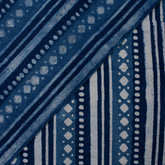 Blue Stripe Printed Indigo Cotton Fabric Online