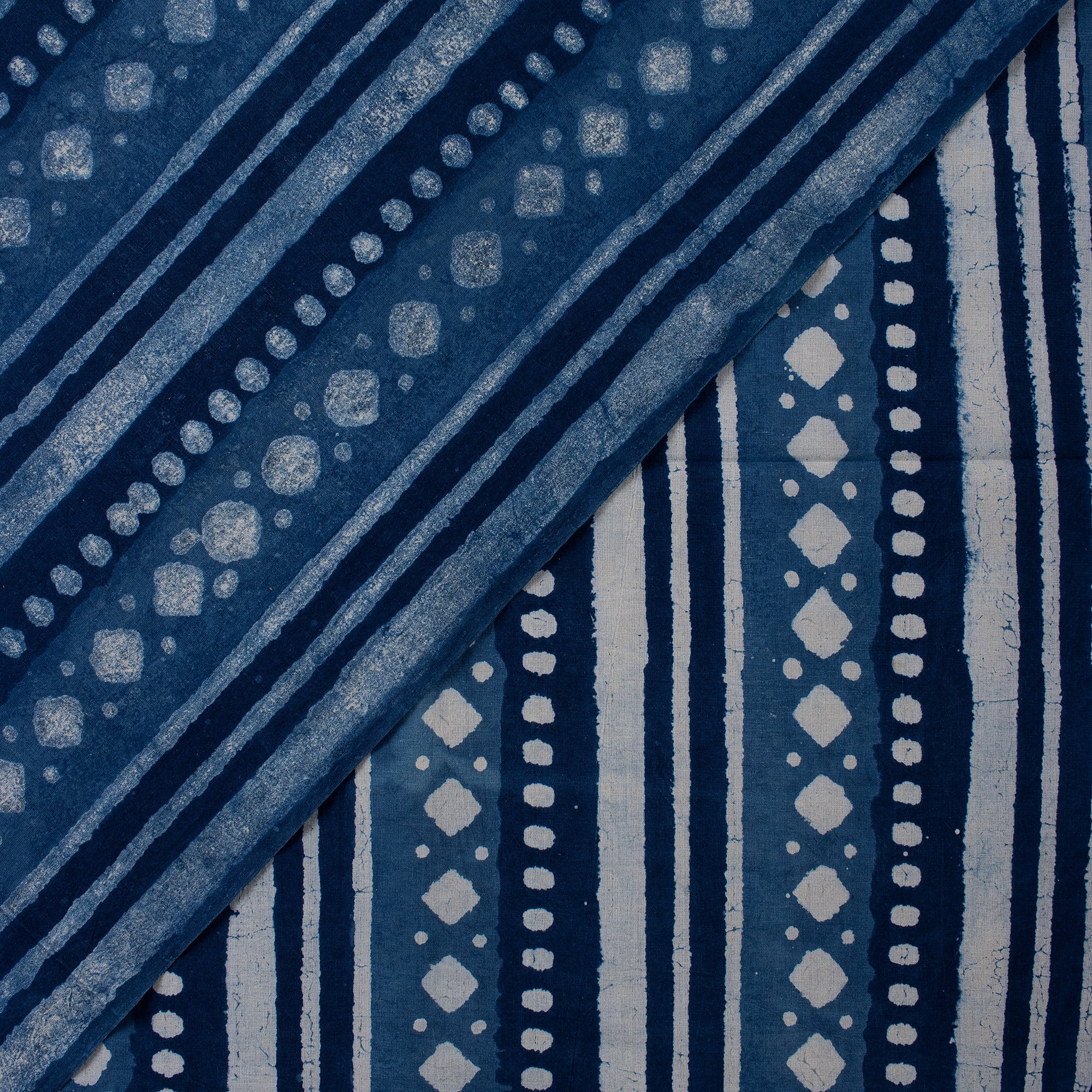 Blue Stripe Printed Indigo Cotton Fabric Online