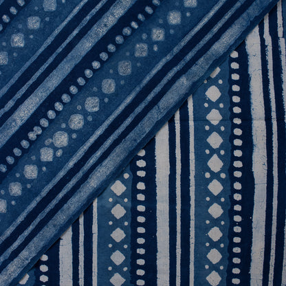 Blue Stripe Printed Indigo Cotton Fabric Online