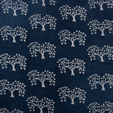Tree Hand Block Printed 100% Cotton Indigo Fabric Online