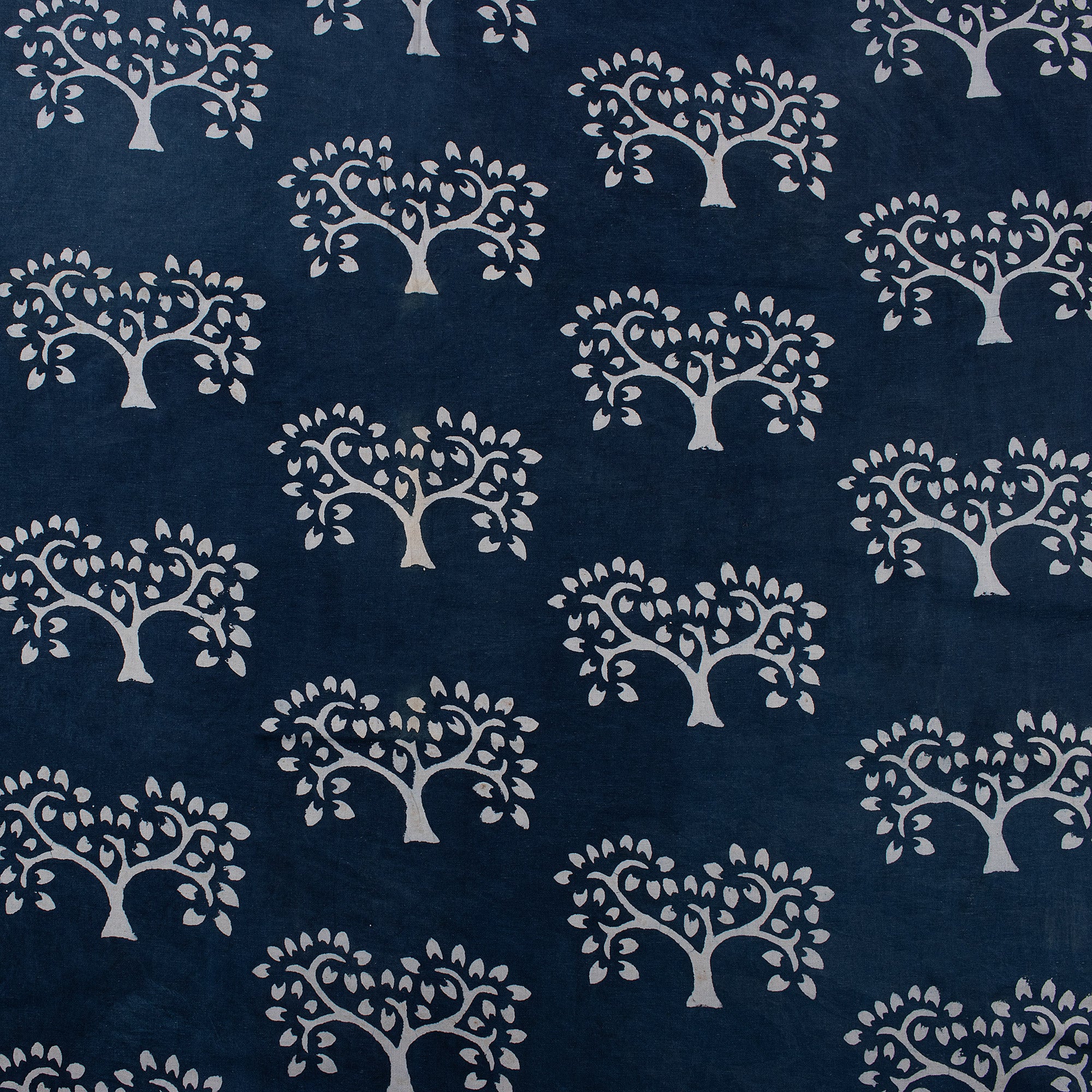 Tree Hand Block Printed 100% Cotton Indigo Fabric Online