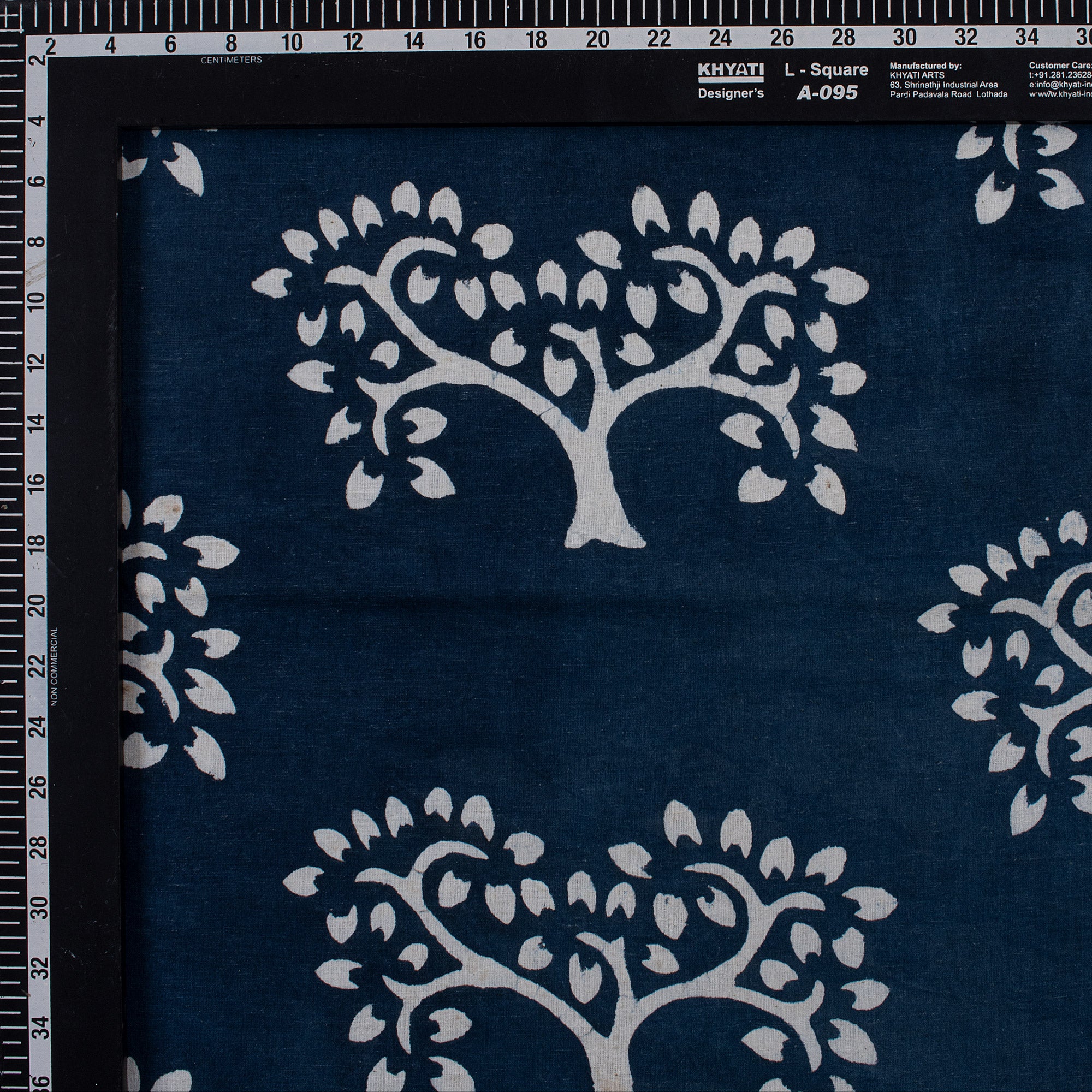 Tree Hand Block Printed 100% Cotton Indigo Fabric Online