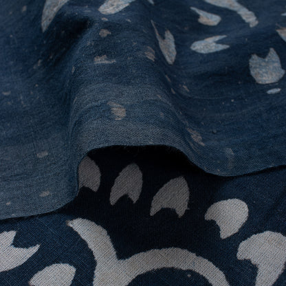 Tree Hand Block Printed 100% Cotton Indigo Fabric Online