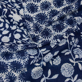 Indigo Abstract Cotton Block Print Fabric