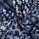 Indigo Abstract Cotton Block Print Fabric