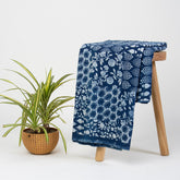 Indigo Abstract Cotton Block Print Fabric