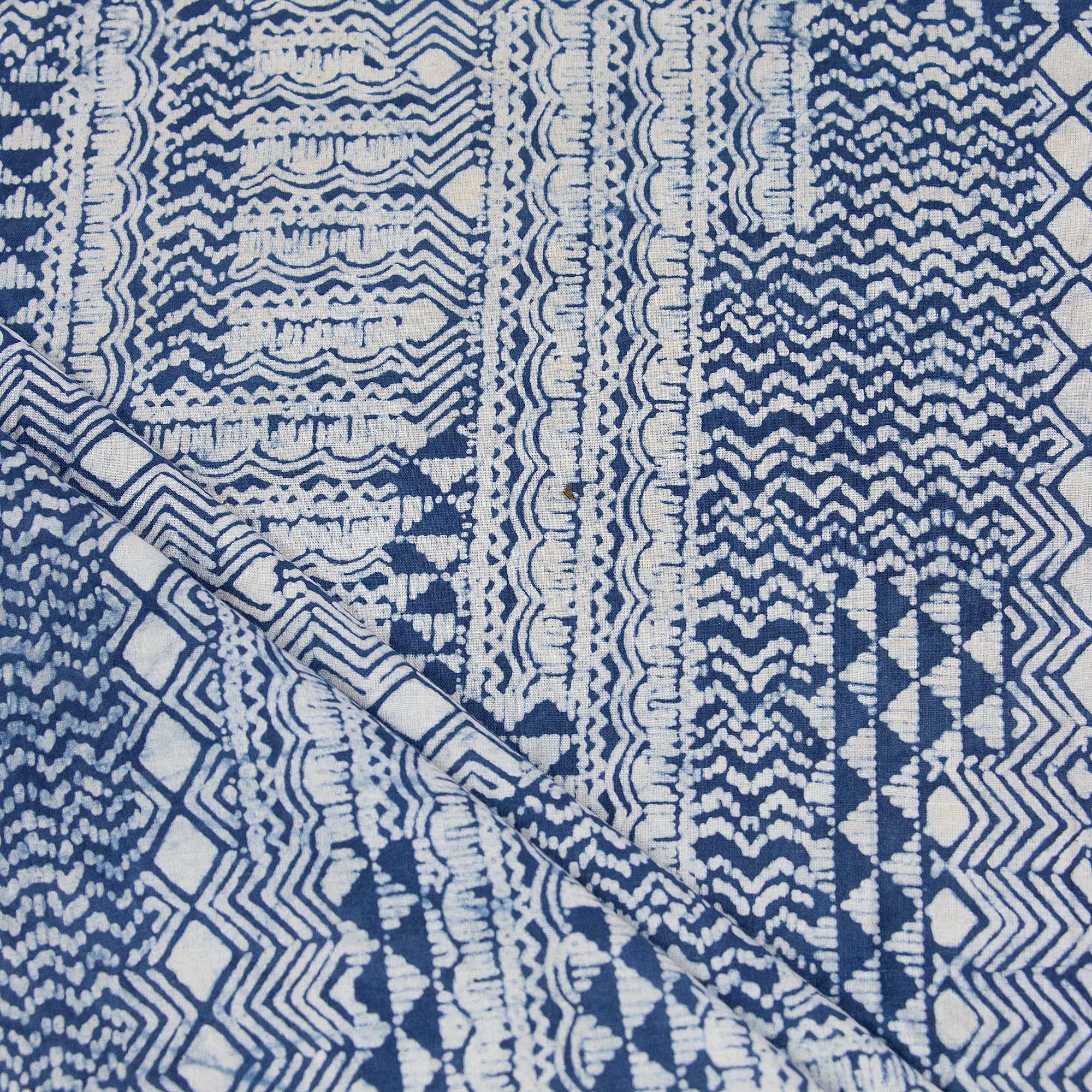 Indigo Abstract Cotton Block Print Fabric