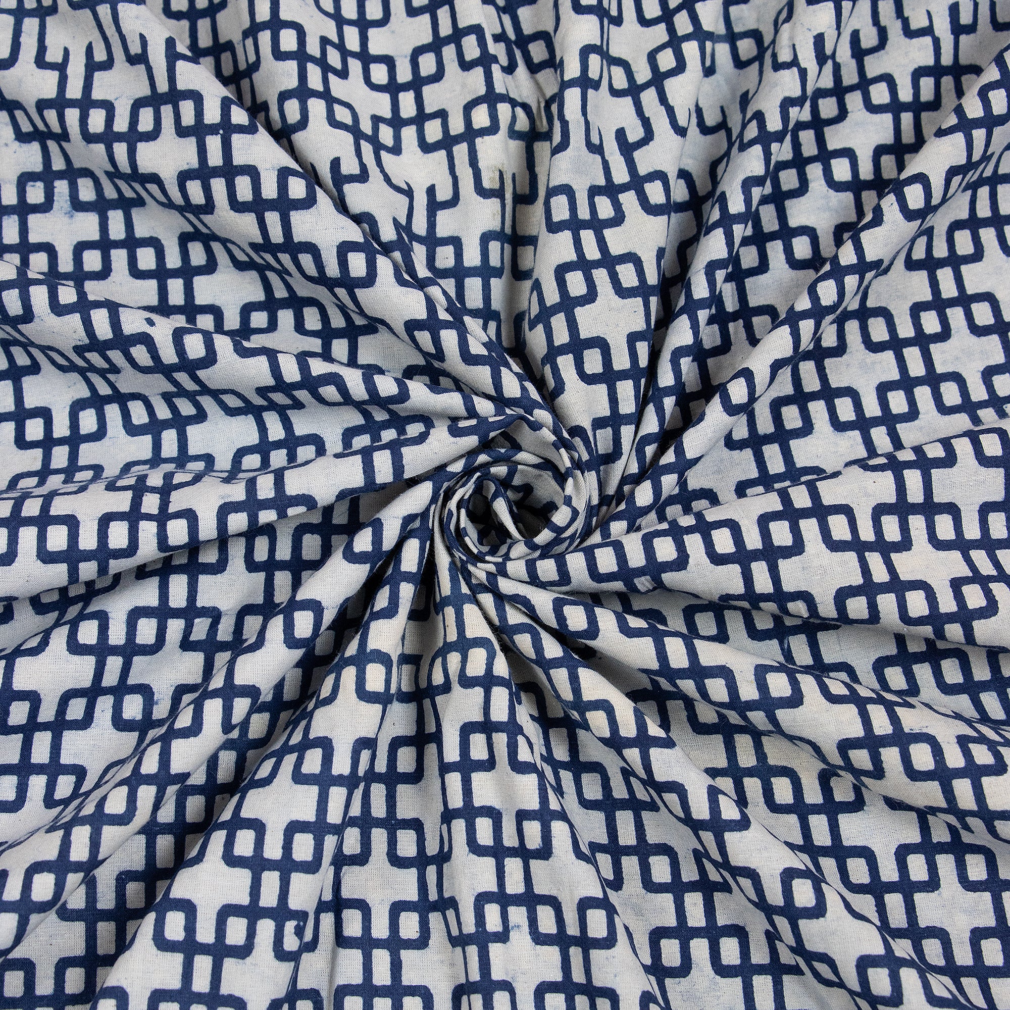 Blue Star Indigo Print Cotton Fabric