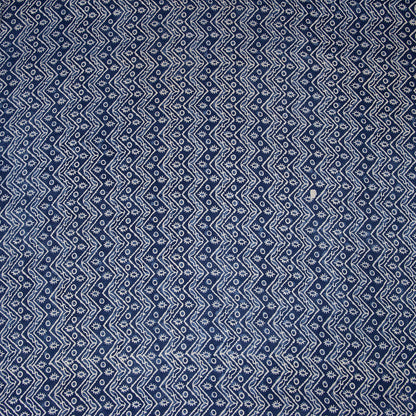 Indigo Blue Wave Printed Cotton Fabric