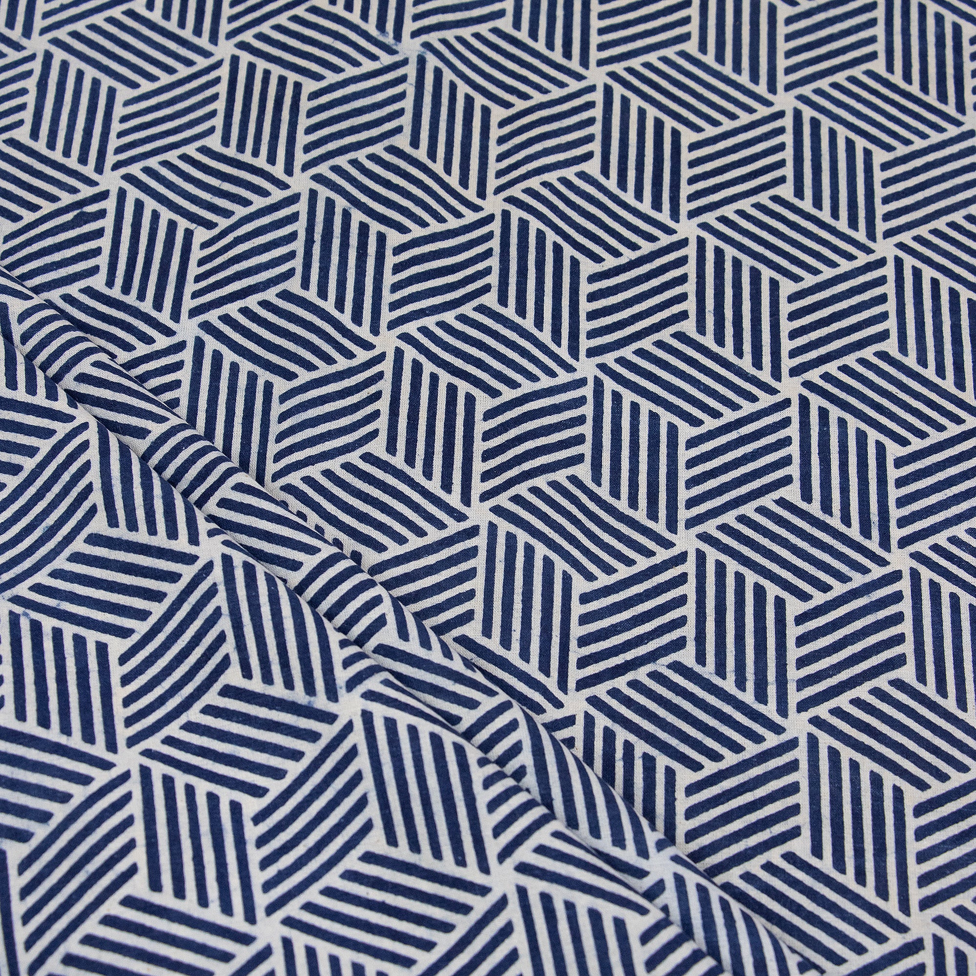 Blue Wave Print Cotton Fabric Material