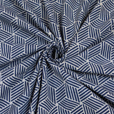 Blue Wave Print Cotton Fabric Material