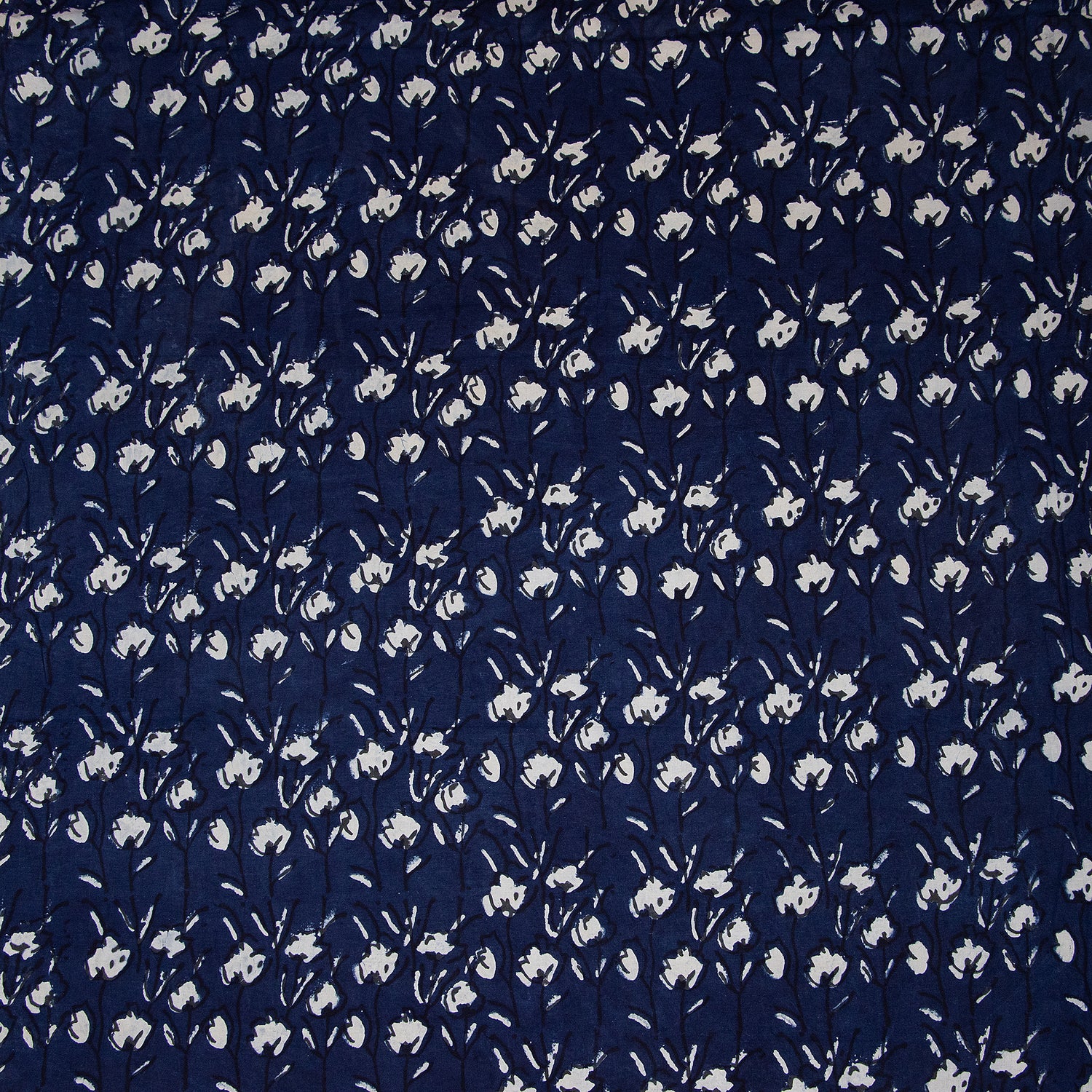 Floral Cotton Indigo Block Print Fabric