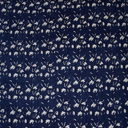 Floral Cotton Indigo Block Print Fabric