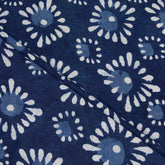 Square Hand Block Printed Cotton Indigo Fabric