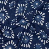 Square Hand Block Printed Cotton Indigo Fabric