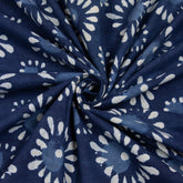 Square Hand Block Printed Cotton Indigo Fabric