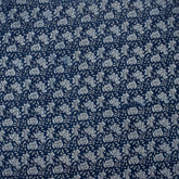 Natural Indigo Blue Floral Hand-Dyed Print Cotton Fabric