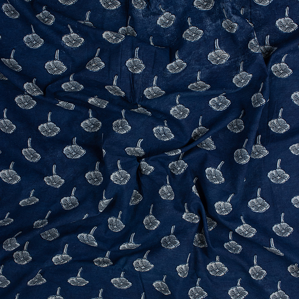 Blue Hand Dyed Print Cotton Indigo Material Fabric