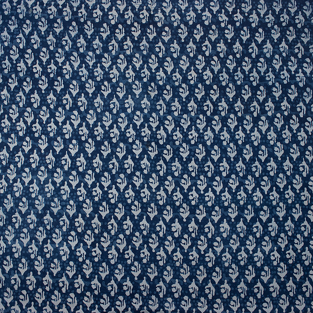 Blue Block Abstract Print Indigo Cotton
