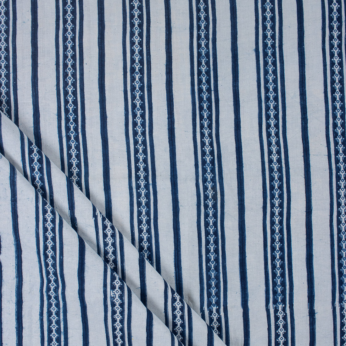 Online Blue Stripe Indigo Fabric Cotton Material in India