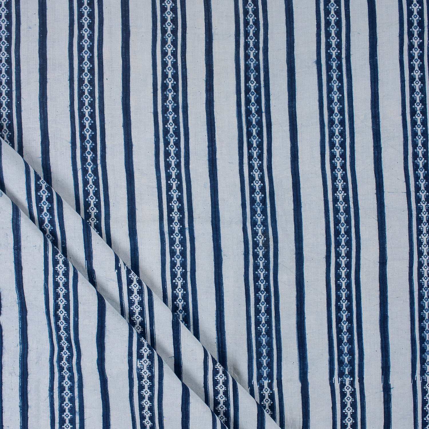 Online Blue Stripe Indigo Fabric Cotton Material in India
