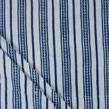Online Blue Stripe Indigo Fabric Cotton Material in India