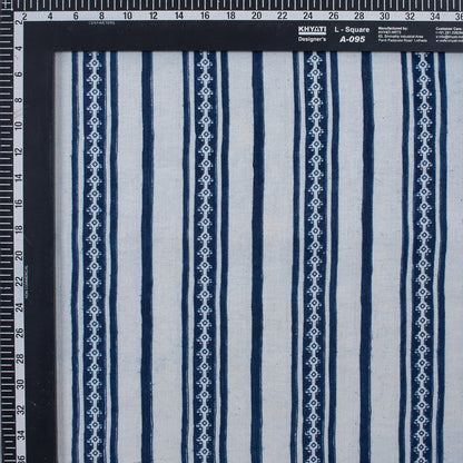 Online Blue Stripe Indigo Fabric Cotton Material in India