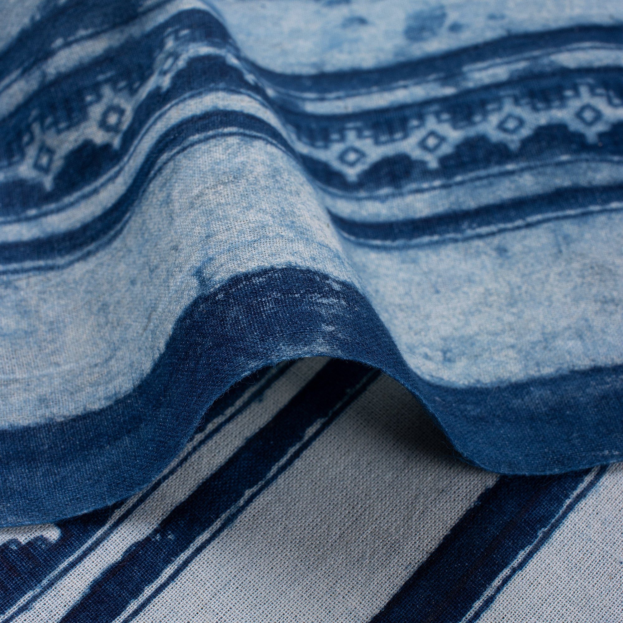 Online Blue Stripe Indigo Fabric Cotton Material in India