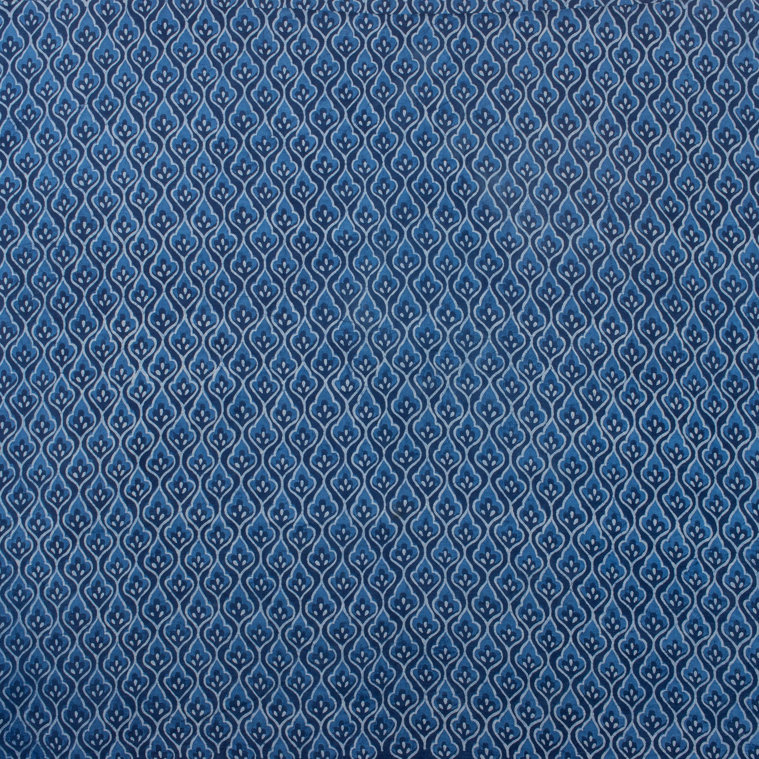 Indigo Blue Leaf Hand Block Printed Fabric