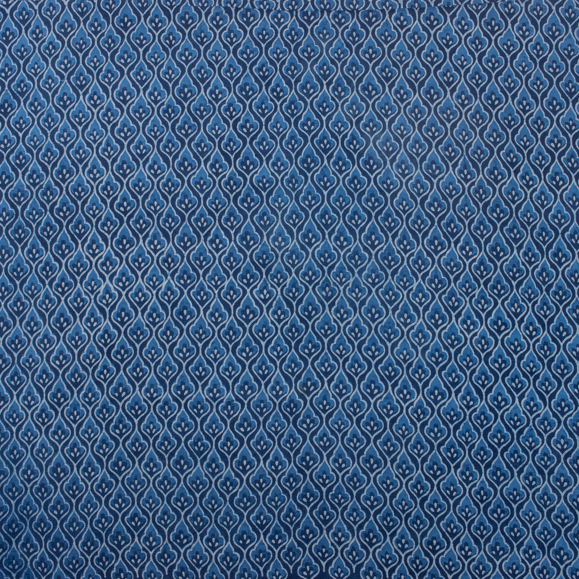 Indigo Blue Leaf Hand Block Printed Fabric