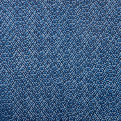 Indigo Blue Leaf Hand Block Printed Fabric