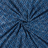 Indigo Blue Leaf Hand Block Printed Fabric