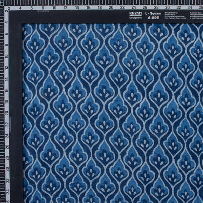 Indigo Blue Leaf Hand Block Printed Fabric