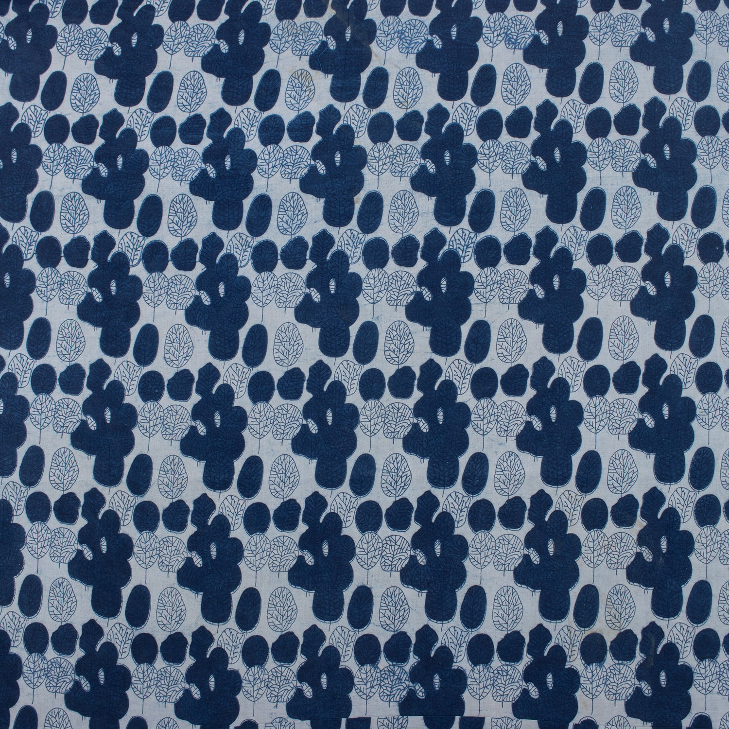 Indigo Blue Block Printed Cotton Fabric by the Yard